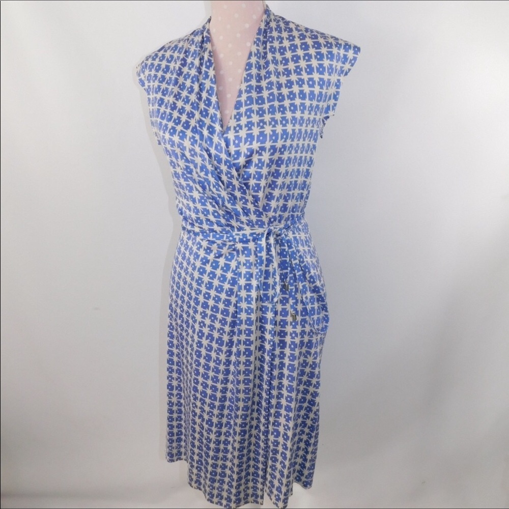 Diane Von Furstenberg Periwinkle/White Wrap Dress